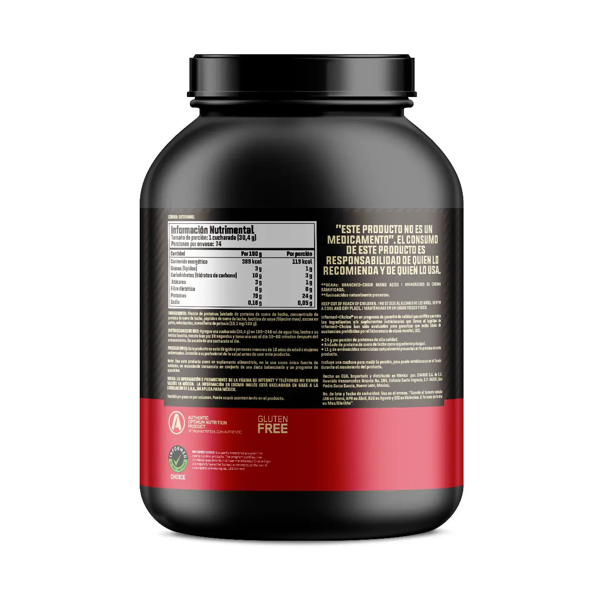 Suplemento Optimum Nutrition Proteína Gold Standard 100%  de 2.27kg 73 SERVICIOS